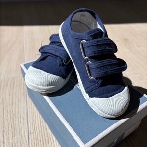 Jacadi Navy Blue Kids Canvas Sneakers with Velcro size EU24